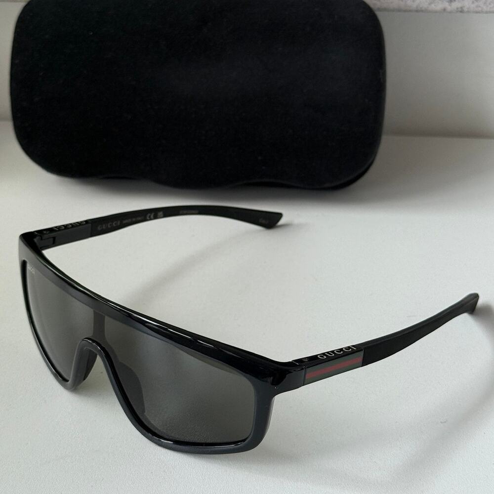 NEW Gucci GG1736S Black Orange GG Logo Lens Mask Sunglasses